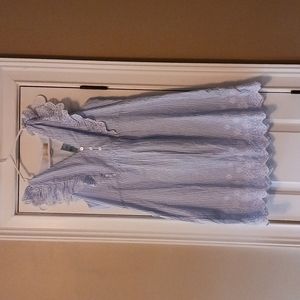 Loft Sleeveless Dress- Blue & White with ruffles